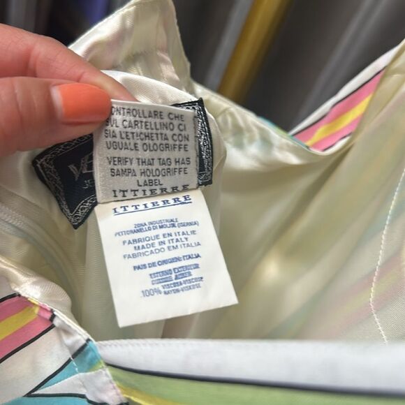 Authentic Versace Candy Stripe Dress Pastel Multicolor Fit & Flare Sz 24 IT 38 - Picture 6 of 8